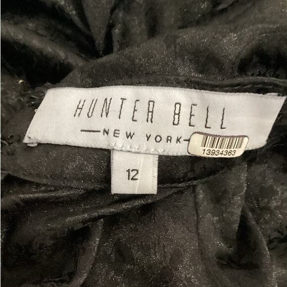 Hunter Bell Ariana Ruched Dress In Onyx Black Jacquard Size 12 - Picture 15 of 16